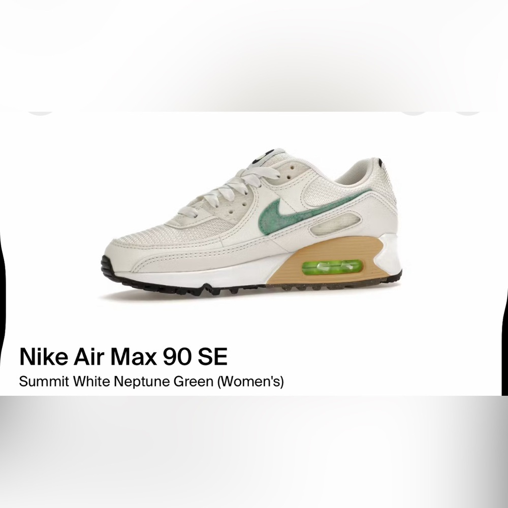 Nike Air Max 90 SE Women's Sneakers - White and Green with OG box $FIRM$ - Picture 3 of 9